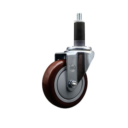 Service Caster 4'' SS Maroon Poly Wheel Swivel 1-1/8'' Expanding Stem Caster SCC-SSEX20S414-PPUB-MRN-118